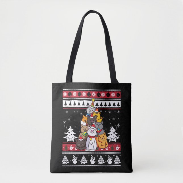 Christmas Cat Tree Tote Bag (Front)