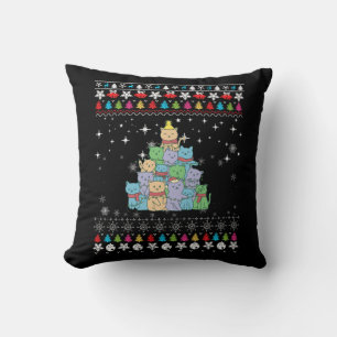 Christmas Cat Tree Ugly Christmas Cushion