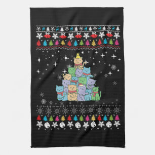 Christmas Cat Tree Ugly Christmas Tea Towel