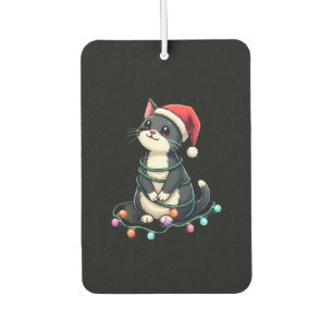 Christmas Cat Tuxedo black cat xmas lights kitty c Car Air Freshener