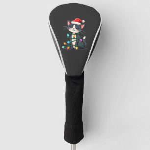 Christmas Cat Tuxedo black cat xmas lights kitty c Golf Head Cover