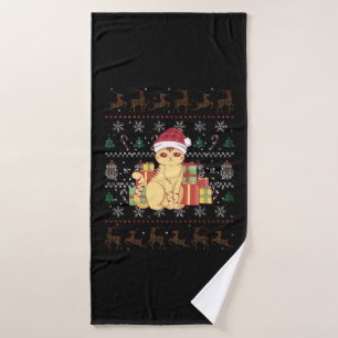 Christmas Cat Ugly Christmas Gift Bath Towel