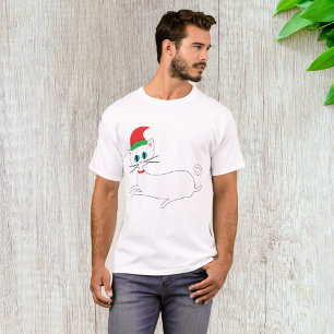 Christmas Cat Wearing Santa Hat T-Shirt