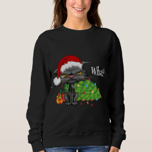 Christmas Cat What Bored Cat Santa Hat Christmas T Sweatshirt