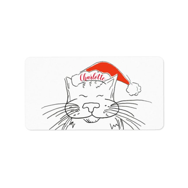 Christmas cat white and red tabby label (Front)