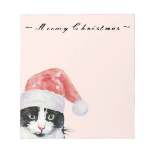 Christmas Cat wishes Meowy Christmas Blush Notepad