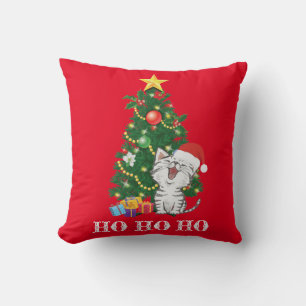 Christmas Cat with Christmas Tree Cushion