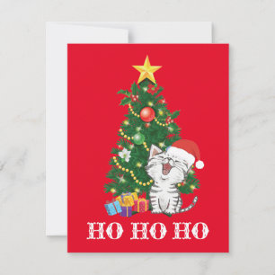 Christmas Cat with Christmas Tree Holiday Card