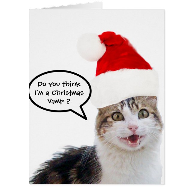 CHRISTMAS CAT WITH SANTA CLAUS HAT (Front)