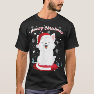 Christmas Cat with Santa hat cute kitty in Winter T-Shirt