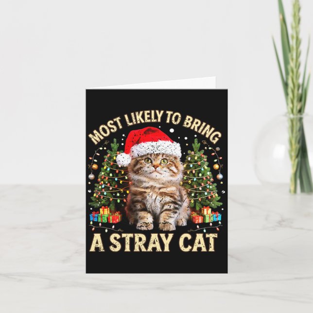 Christmas Cat With Santa Hat Holiday Funny Xmas Pa Card (Front)