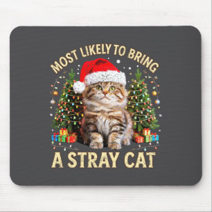 Christmas Cat With Santa Hat Holiday Funny Xmas Pa Mouse Pad