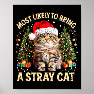 Christmas Cat With Santa Hat Holiday Funny Xmas Pa Poster