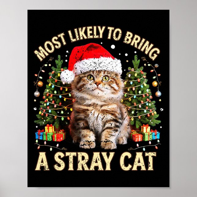 Christmas Cat With Santa Hat Holiday Funny Xmas Pa Poster (Front)