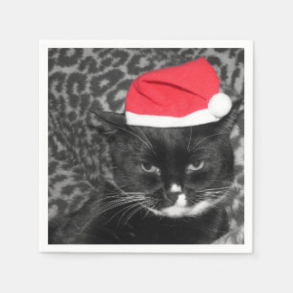 Christmas cat with Santa's hat Napkin