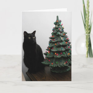 Christmas Cat with Tree Card