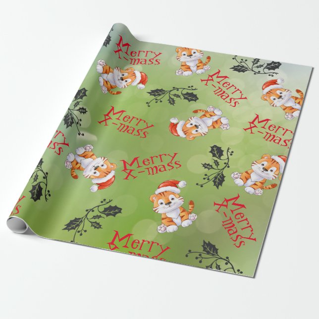 Christmas cat wrapping paper (Unrolled)