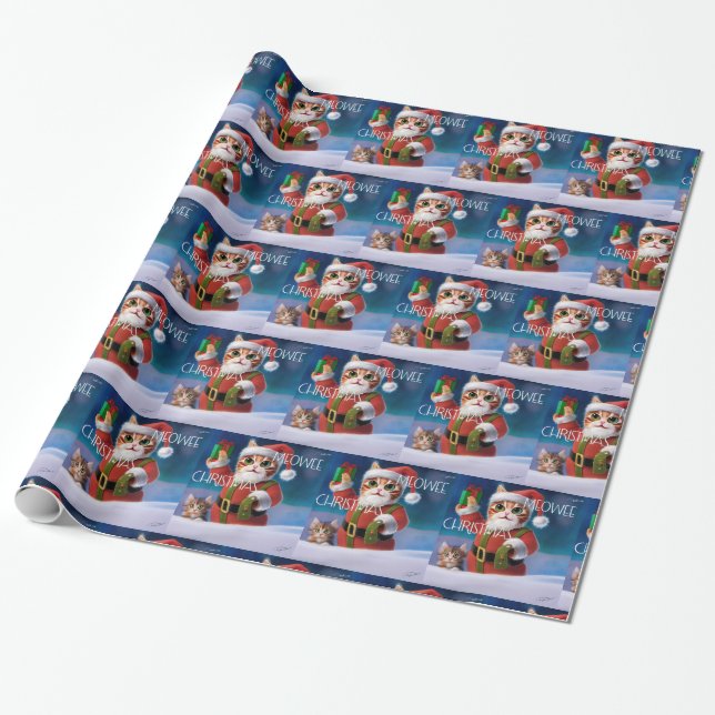 Christmas cat Wrapping Paper, Glossy Wrapping Wrapping Paper (Unrolled)