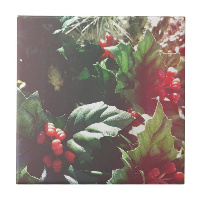 Christmas Catctus Ceramic Tile (Front)