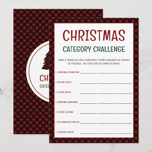 Christmas Category Word Game | Festive Party Games (Front/Back)