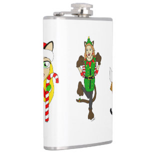 Christmas Catgirls  Hip Flask