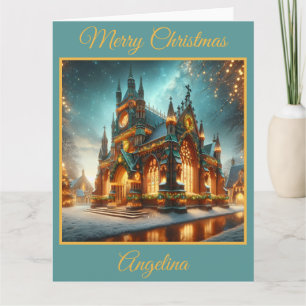 Christmas Cathedral with Shimmering Lights Card