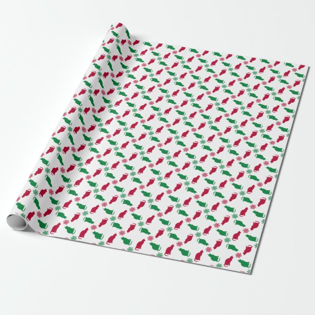 Christmas cats and snowflakes wrapping paper (Unrolled)