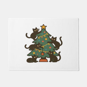 Christmas Cats Around The Tree Holiday Classic Doormat