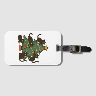 Christmas Cats Around The Tree Holiday Classic Luggage Tag