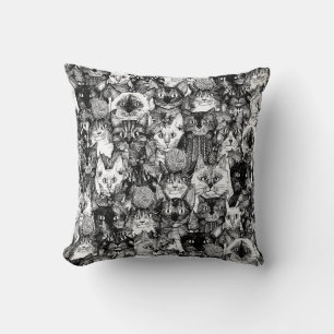Christmas cats black cushion