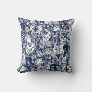 Christmas cats blue cushion