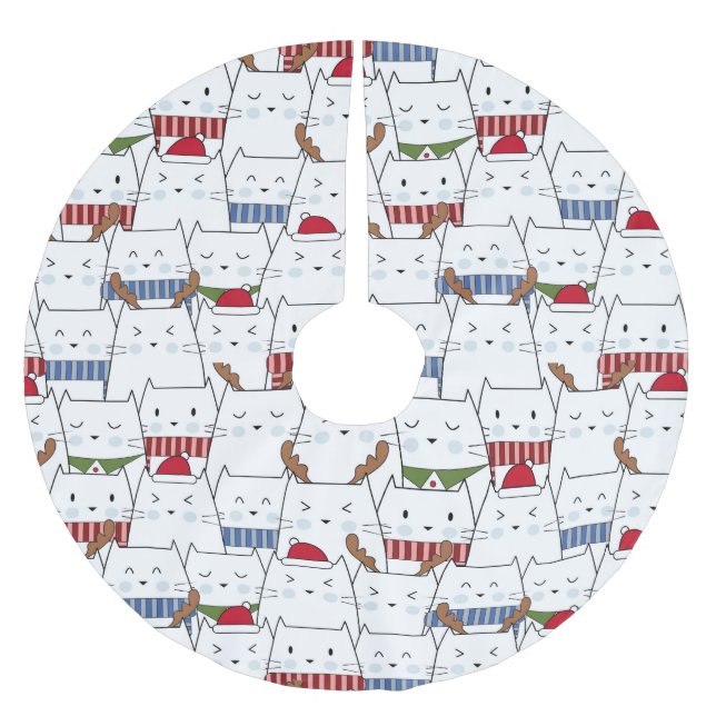 Christmas Cats Brushed Polyester Tree Skirt (Front)