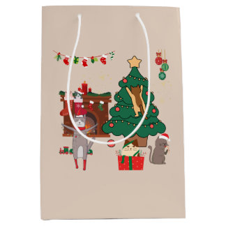Christmas Cats Chaos Medium Gift Bag