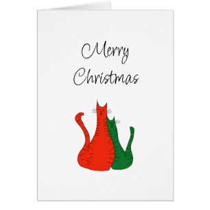Christmas Cats Cute Typography Red Green