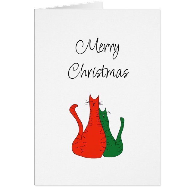 Christmas Cats Cute Typography Red Green (Front)