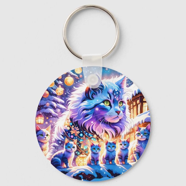 Christmas Cats Display Key Ring (Front)