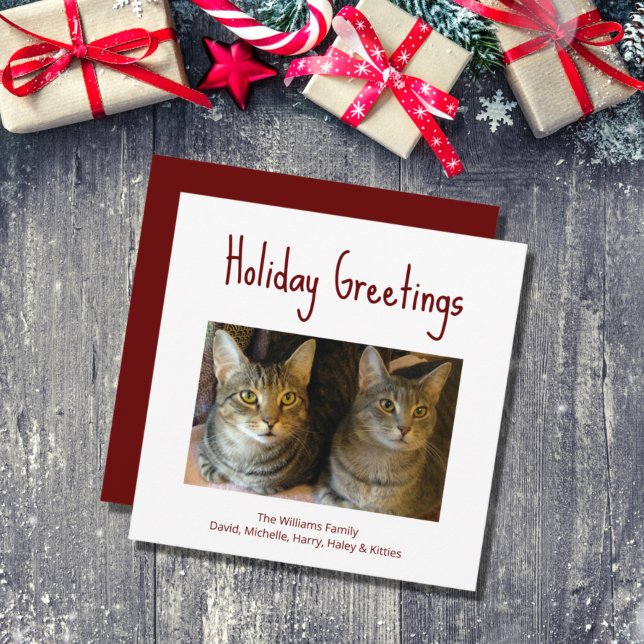 Christmas Cats Festive Red Typography   Holiday Card (Creator Uploaded)