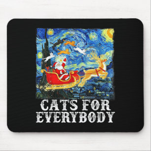 Christmas Cats For Everybody Funny Santa Starry Ni Mouse Pad