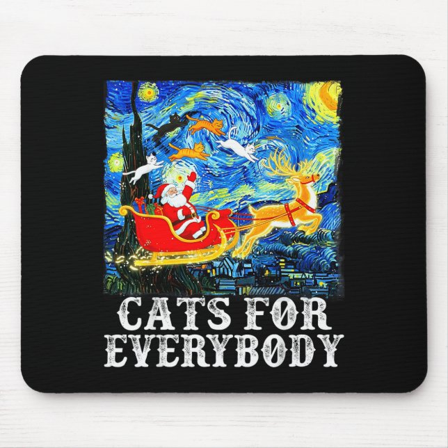 Christmas Cats For Everybody Funny Santa Starry Ni Mouse Pad (Front)