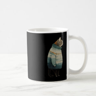 Christmas Cats Fun Kitten Pet Fat Grey Cat in Coffee Mug