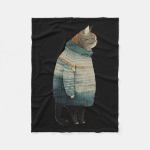 Christmas Cats Fun Kitten Pet Fat Grey Cat In Fleece Blanket