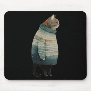 Christmas Cats Fun Kitten Pet Fat Grey Cat In Mouse Pad
