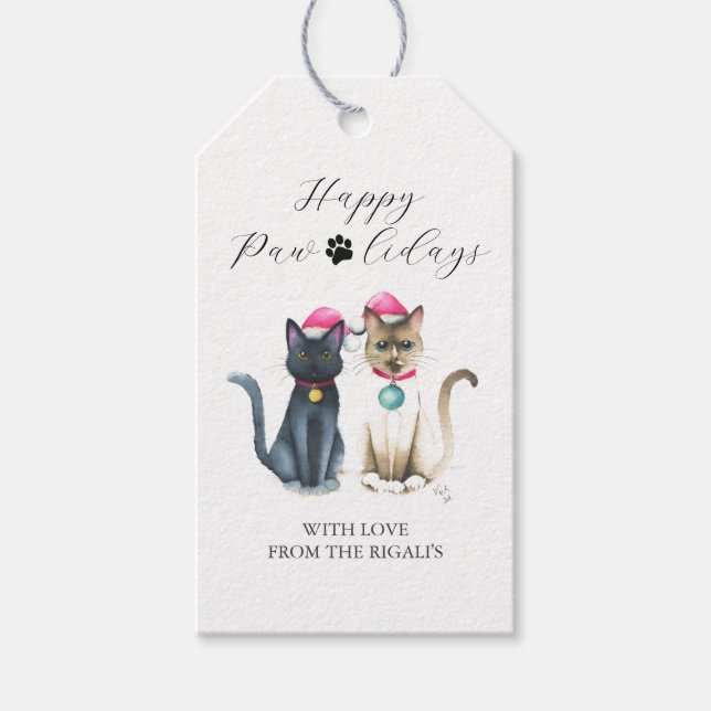 Christmas Cats Gift Tags Personalised (Front)