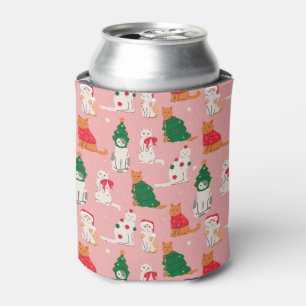 Christmas Cats in Festive Attire Pattern Can Cooler