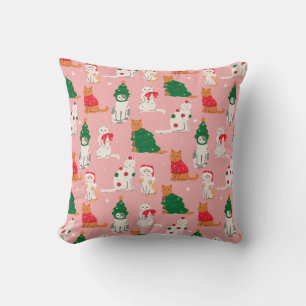 Christmas Cats in Festive Attire Pattern Cushion