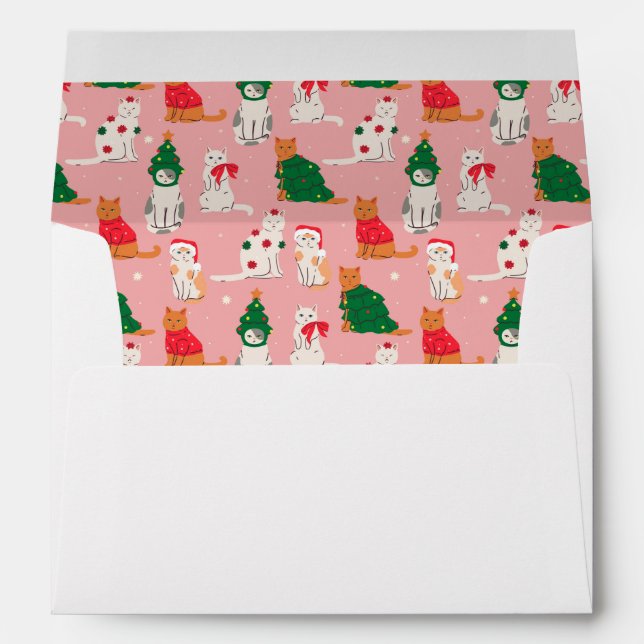 Christmas Cats in Festive Attire Pattern Envelope (Back (Bottom))