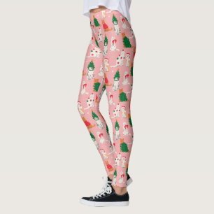 Christmas Cats in Festive Attire Pattern Leggings