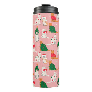 Christmas Cats in Festive Attire Pattern Thermal Tumbler