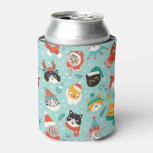 Christmas Cats in Holiday Sweaters Pattern Can Cooler