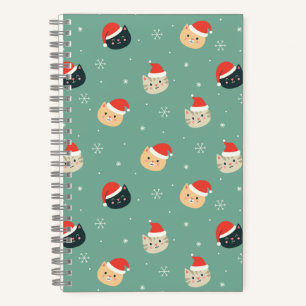 Christmas cats in Santa hats pattern Notebook